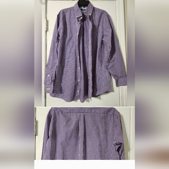 IZOD Longsleeve Colorful Plaid button-up 16/ 32-33 Slim Fit EUC - Picture 5 of 6